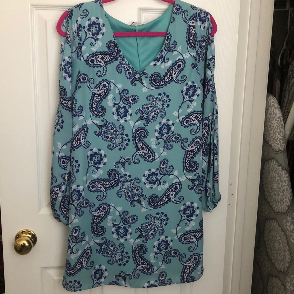 Blue floral print dress